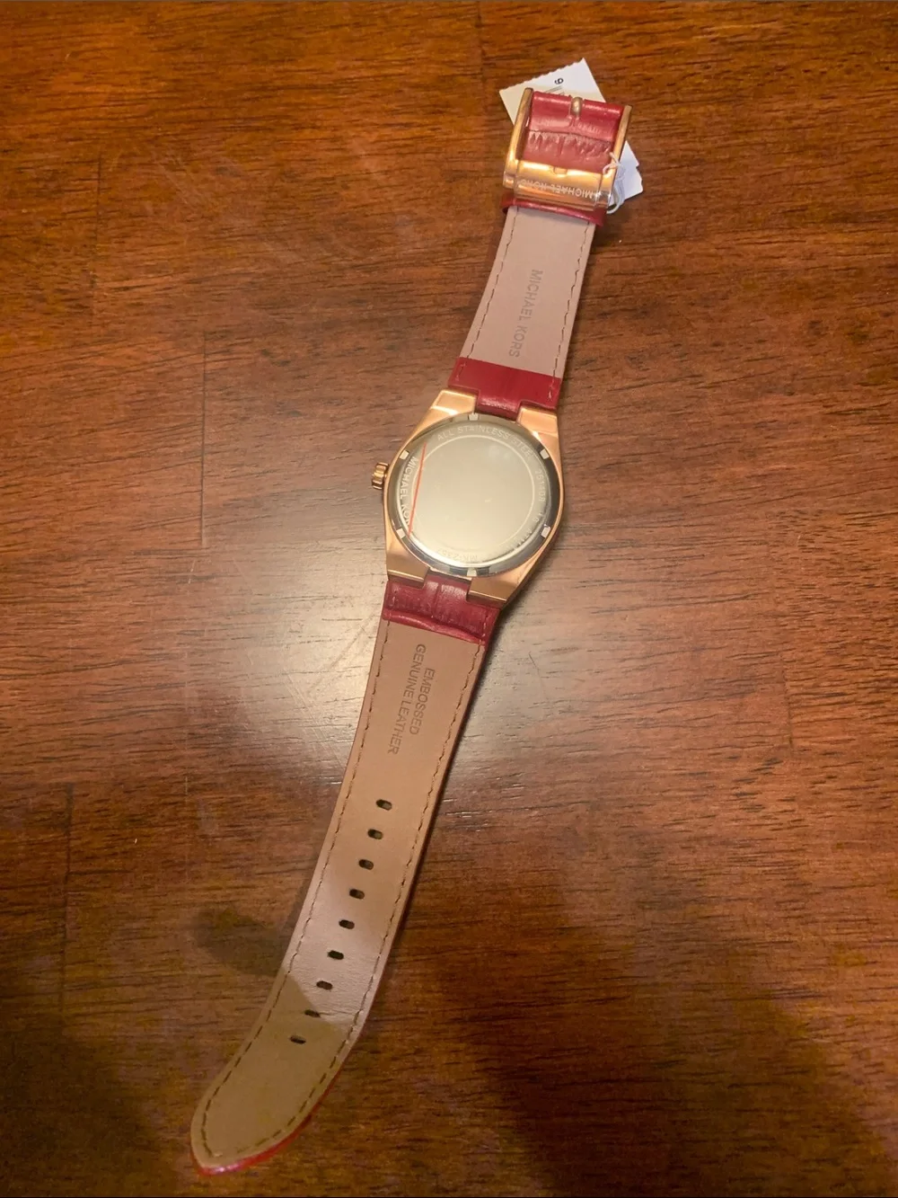 Brand new limited edition red, rose gold plated authentic rare watch/ leather